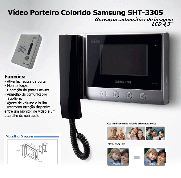 Video Porteiro Wide Samsung SHT-3305